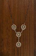 HANDMADE ALL STERLING SILVER LARIAT FLOWER NECKLACE