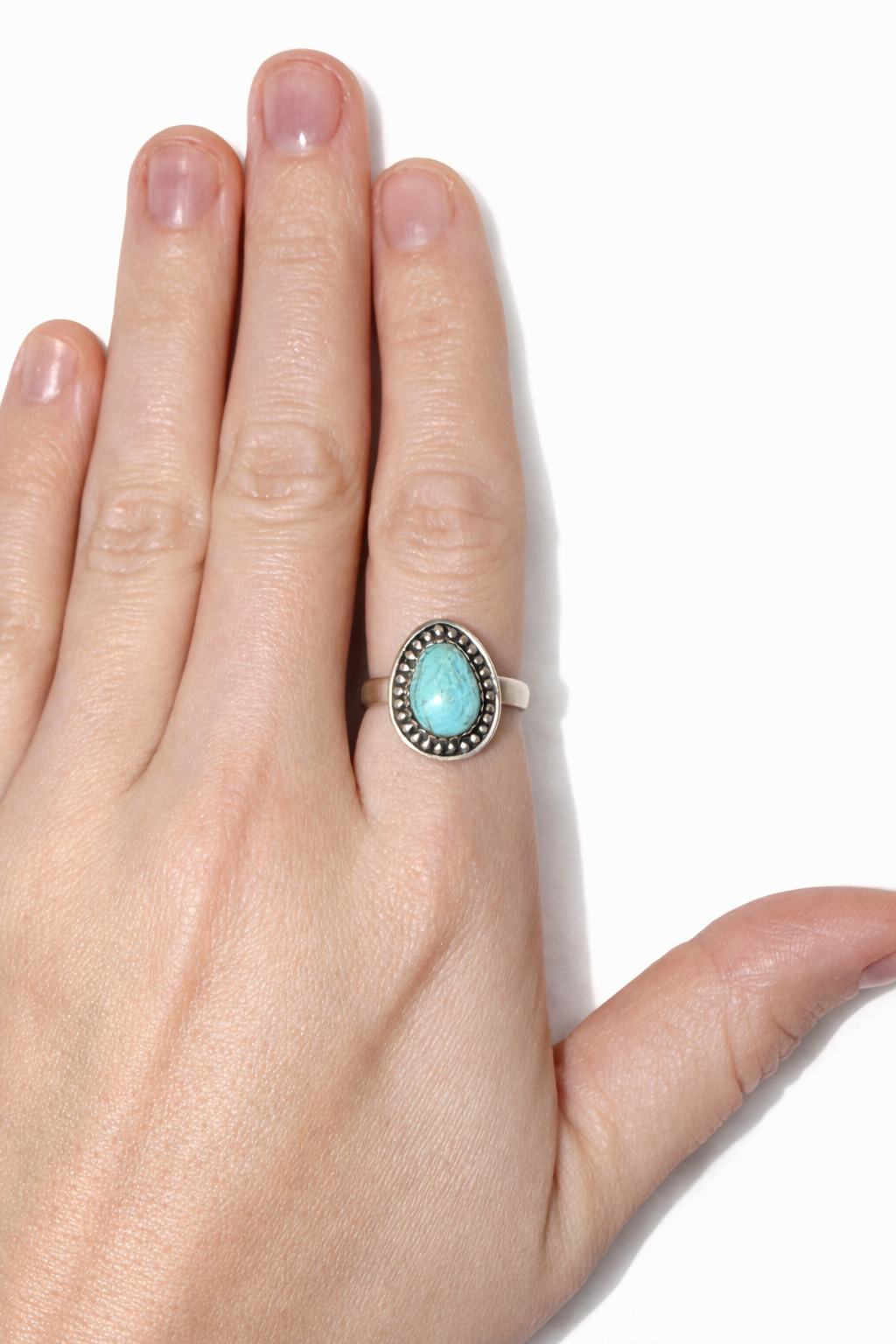 Pear-Shaped #8 Turquoise Adjustable Ring