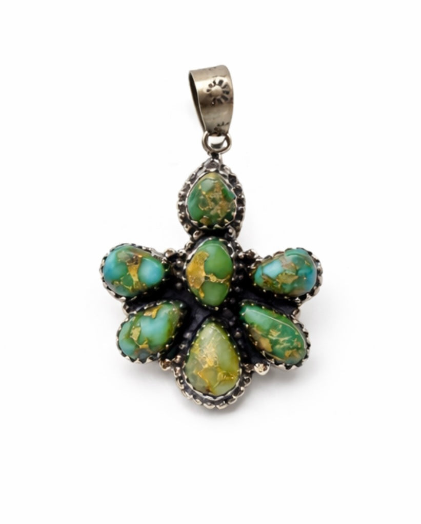 Sonoran Gold Turquoise Multi-Stone Cluster Pendant