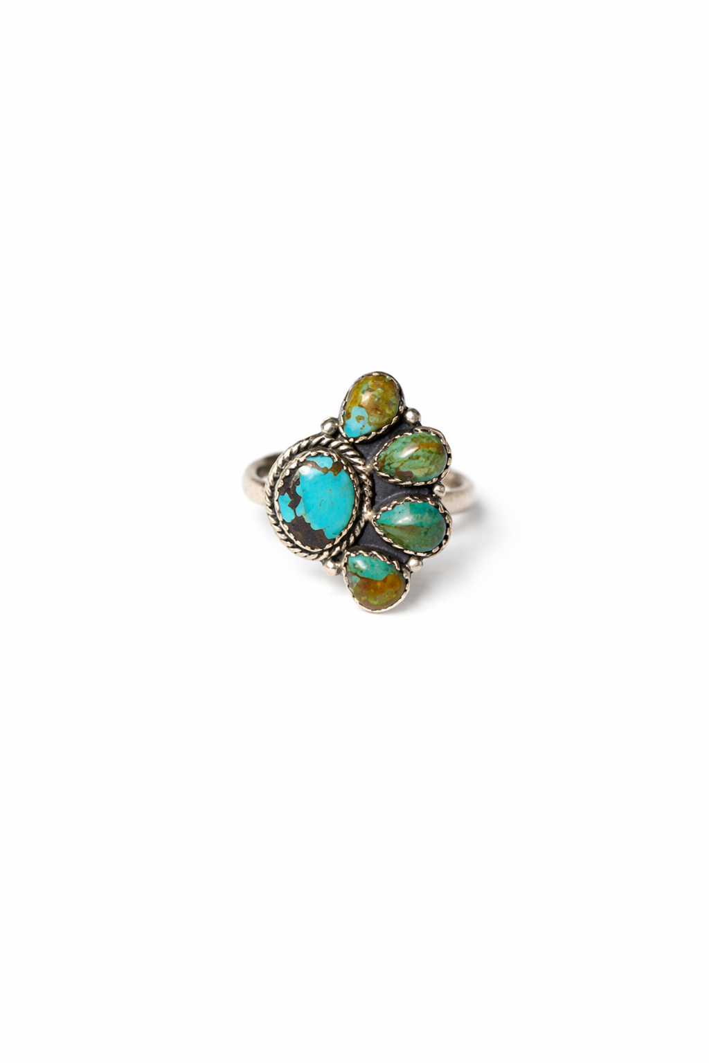 #8 Turquoise/Sonoran Gold Cluster Native Made Adjustable Ring