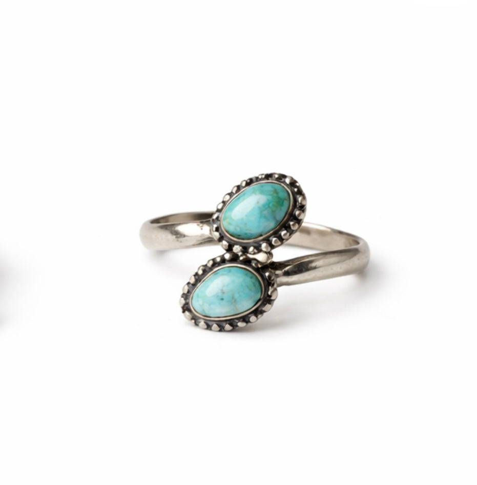 White Water Turquoise Adjustable Ring